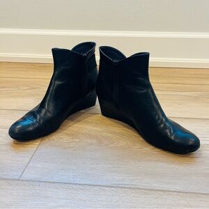 Vaneli Leather Wedge Ankle Booties